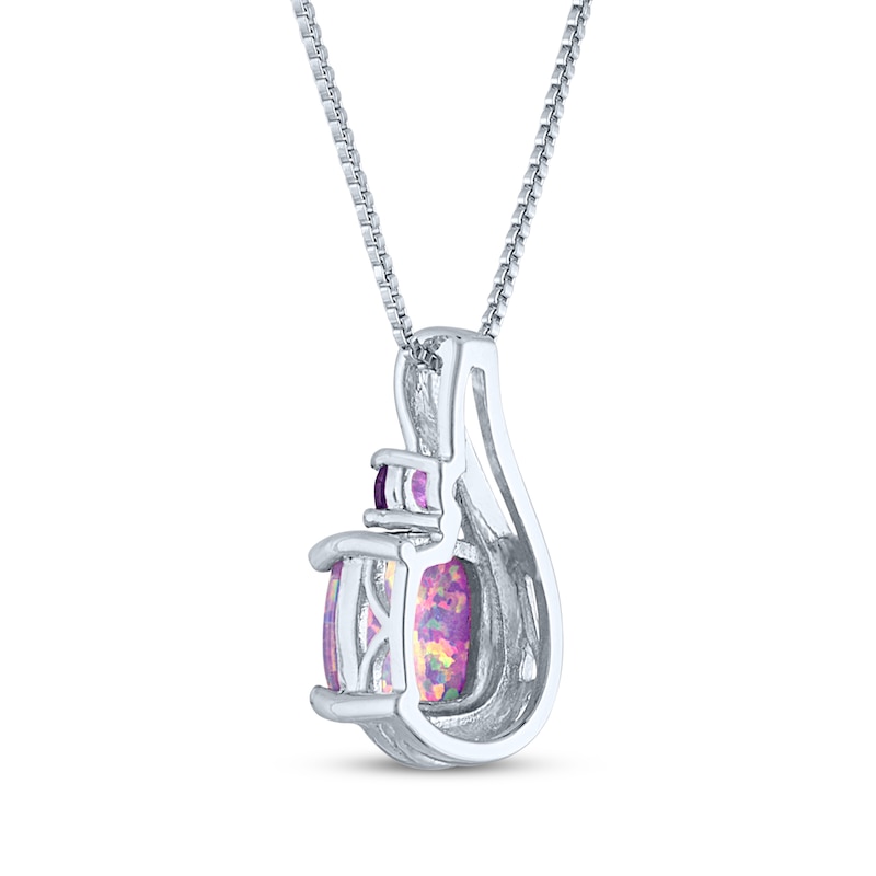 Main Image 3 of Cushion-Cut Lavender Lab-Created Opal & Amethyst Swirl Necklace Sterling Silver 18"