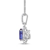 Thumbnail Image 2 of Oval-Cut Lab-Created Alexandrite & White Lab-Created Sapphire Halo Necklace Sterling Silver 18"