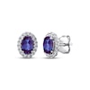 Thumbnail Image 1 of Oval-Cut Lab-Created Alexandrite & White Lab-Created Sapphire Halo Stud Earrings Sterling Silver