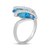 Thumbnail Image 2 of Blue & White Crystal Bypass Ring Sterling Silver
