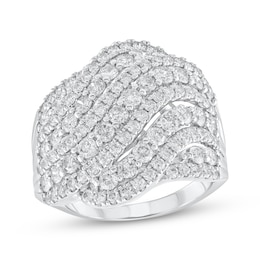 Diamond Multi-Row Wave Fashion Ring 2 ct tw 14K White Gold