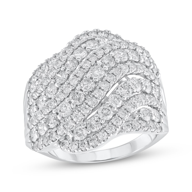 Main Image 1 of Diamond Multi-Row Wave Fashion Ring 2 ct tw 14K White Gold