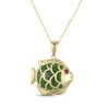 Thumbnail Image 1 of Nephrite Jade & Garnet Fish Necklace 18K Yellow Gold-Plated Sterling Silver 18"