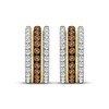 Thumbnail Image 2 of Brown & White Diamond Three-Row Hoop Earrings 1 ct tw 10K Yellow Gold