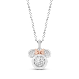 Disney Treasures Minnie Mouse Diamond Necklace 1/15 ct tw Sterling Silver 19"