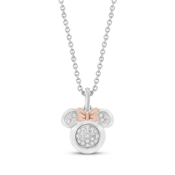 Disney Treasures Minnie Mouse Diamond Necklace 1/15 ct tw Sterling Silver 19"