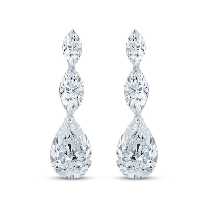 Main Image 2 of KAY Lab-Grown Diamonds Seamless Marquise-Cut & Pear-Shaped Drop Earrings 2 3/4 ct tw 14K White Gold