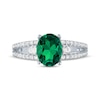 Thumbnail Image 3 of Oval-Cut Lab-Created Emerald & White Lab-Created Sapphire Ring Sterling Silver