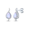Thumbnail Image 1 of Pear-Shaped Lab-Created Opal & White Lab-Created Sapphire Drop Earrings Sterling Silver