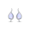 Thumbnail Image 2 of Pear-Shaped Lab-Created Opal & White Lab-Created Sapphire Drop Earrings Sterling Silver