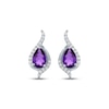 Thumbnail Image 2 of Pear-Shaped Amethyst & White Lab-Created Sapphire Drop Earrings Sterling Silver