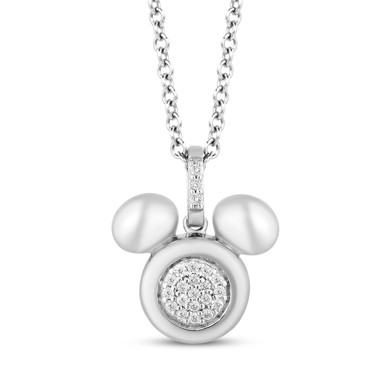 Main Image 1 of Disney Treasures Diamond Mickey Mouse Necklace 1/20 ct wt Sterling Silver 19"