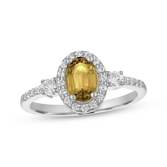Oval-Cut Citrine & White Lab-Created Sapphire Ring Sterling Silver