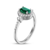 Thumbnail Image 2 of Oval-Cut Lab-Created Emerald & White Lab-Created Sapphire Ring Sterling Silver
