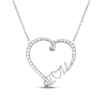 Thumbnail Image 1 of White Lab-Created Sapphire & Heart Message Necklace Sterling Silver 18"