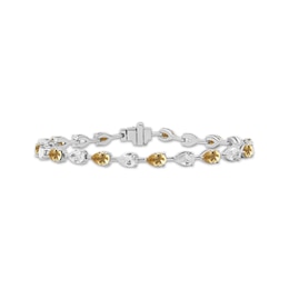 Pear-Shaped Citrine & White Lab-Created Sapphire Bracelet Sterling Silver 7.5"