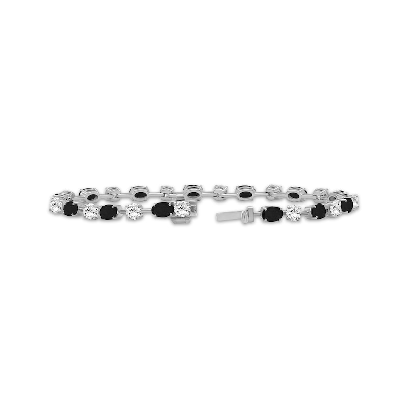 Main Image 2 of Oval-Cut Black Onyx & White Lab-Created Sapphire Bracelet Sterling Silver 7.5"