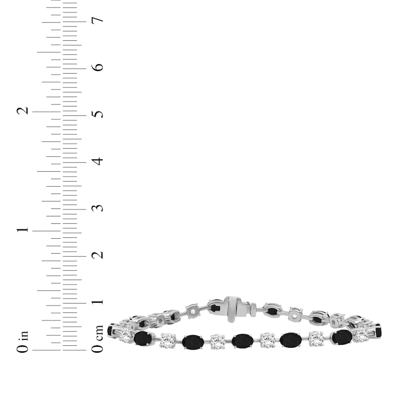 Main Image 3 of Oval-Cut Black Onyx & White Lab-Created Sapphire Bracelet Sterling Silver 7.5"