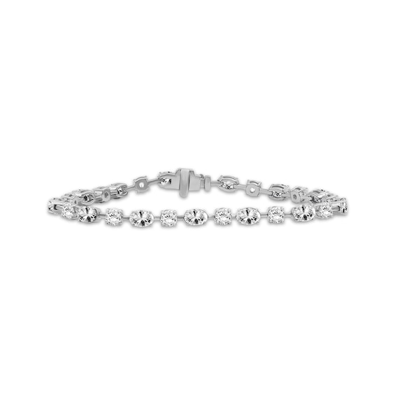 Oval & Round-Cut White Lab-Created Sapphire Bracelet Sterling Silver 7.5"