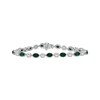 Thumbnail Image 1 of Oval-Cut Lab-Created Emerald & White Lab-Created Sapphire Bracelet Sterling Silver 7.5"