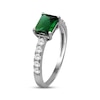 Thumbnail Image 2 of Emerald-Cut Lab-Created Emerald & White Lab-Created Sapphire Ring Sterling Silver