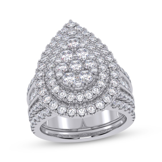 Adore Lab-Grown Diamonds Multi-Stone Pear-Shaped Double Halo Bridal Set 3 ct tw 14K White Gold