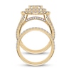 Thumbnail Image 3 of Adore Lab-Grown Diamonds Multi-Stone Pear-Shaped Double Halo Bridal Set 3 ct tw 14K Yellow Gold