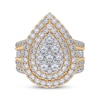 Thumbnail Image 4 of Adore Lab-Grown Diamonds Multi-Stone Pear-Shaped Double Halo Bridal Set 3 ct tw 14K Yellow Gold