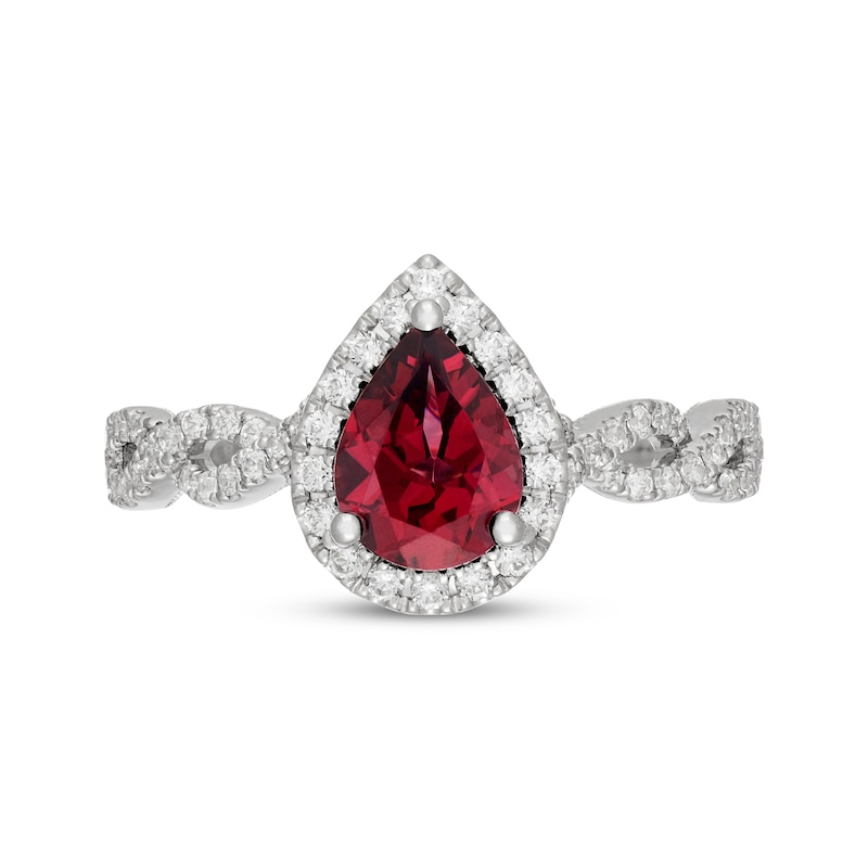 Main Image 3 of Neil Lane Pear-Shaped Garnet Engagement Ring 3/8 ct tw Diamonds 14K White Gold