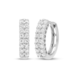 KAY Lab-Grown Diamonds Double-Row Huggie Hoop Earrings 1/3 ct tw 10K White Gold