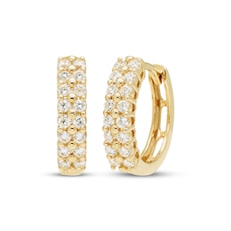KAY Lab-Grown Diamonds Double-Row Huggie Hoop Earrings 1/3 ct tw 10K Yellow Gold