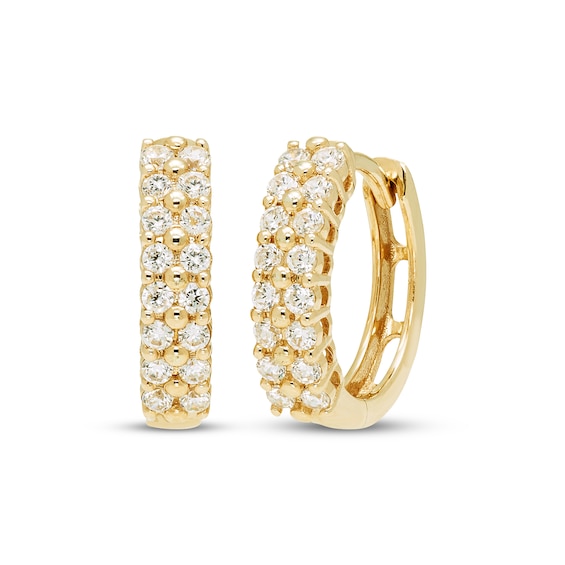 KAY Lab-Grown Diamonds Double-Row Huggie Hoop Earrings 1/3 ct tw 10K Yellow Gold