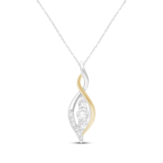 KAY Lab-Grown Diamonds Twist Flame Necklace 3/8 ct tw Sterling Silver & 10K Yellow Gold 18"