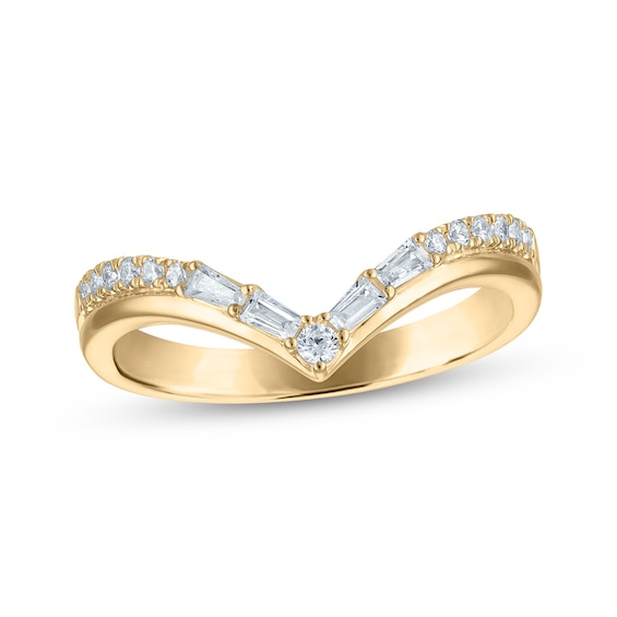 Adore Baguette & Round-Cut Diamond Contour Anniversary Ring 1/5 ct tw 14K Yellow Gold
