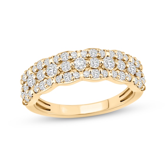 Adore Three-Row Diamond Wedding Band 1 ct tw 14K Yellow Gold
