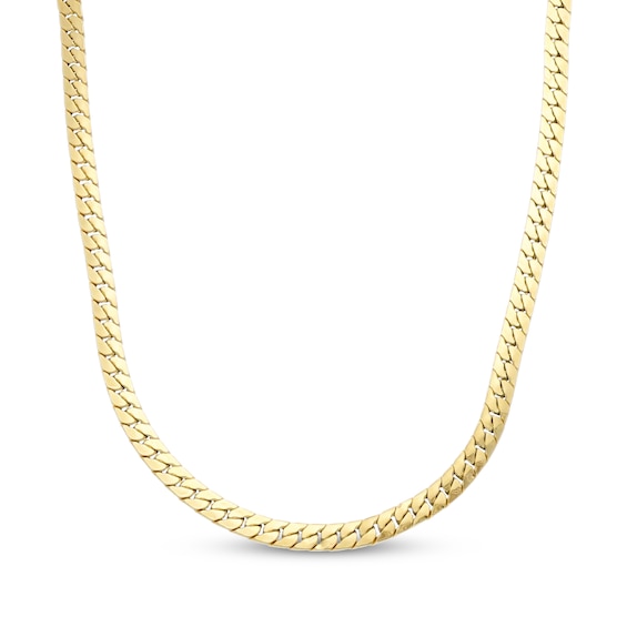 3.9mm Flat Curb Chain Necklace Hollow 18K Yellow Gold 18"