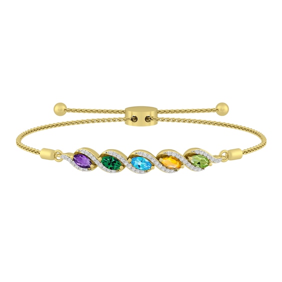 Family & Mother's Marquise Birthstone Bolo Bracelet (1-5 Stones)