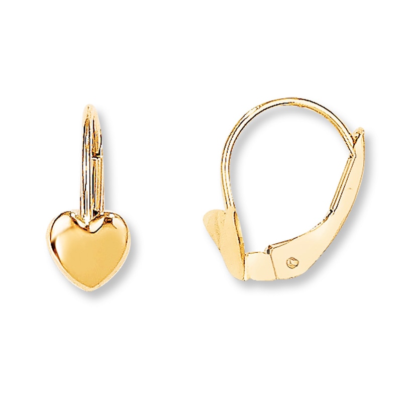 Main Image 1 of Heart Earrings 14K Yellow Gold