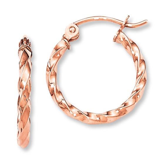 Twisted Hoop Earrings 14K Rose Gold