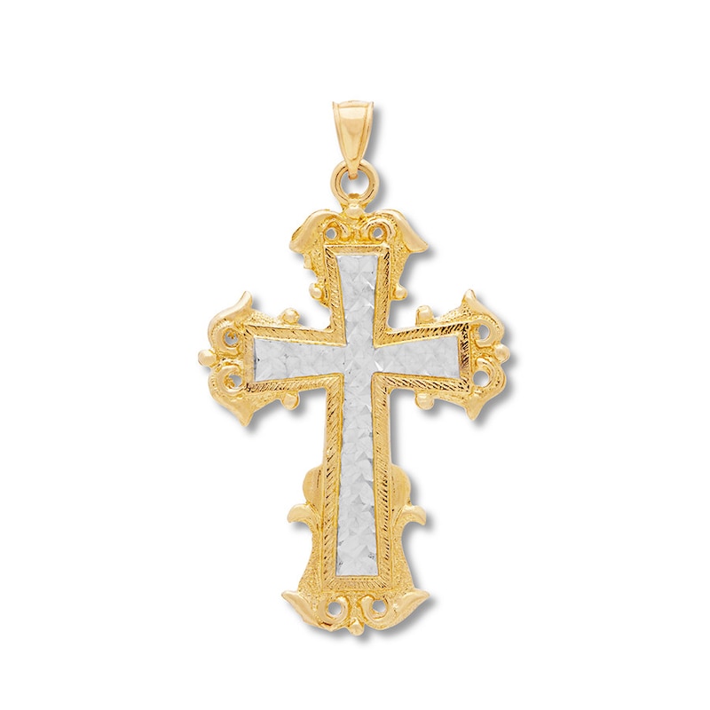 Main Image 1 of Cross Charm 14K Two-Tone Gold
