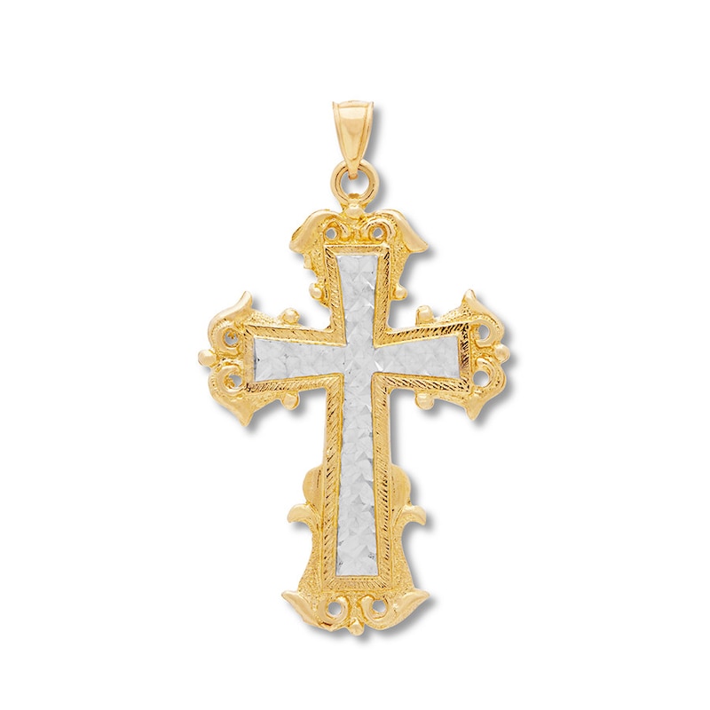 Cross Charm 14K Two-Tone Gold