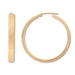 Textured Hoop Earrings 10K Yellow Gold
