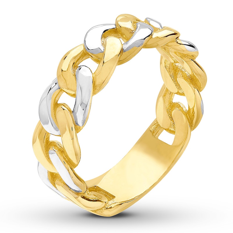 Chain Ring 10K Two-Tone Gold