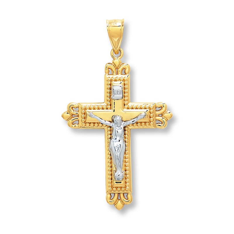 Main Image 1 of Crucifix Cross Charm 14K Two-Tone Gold