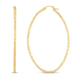 Oval Hoop Earrings 10K Yellow Gold