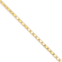 Heart Link Anklet 14K Yellow Gold 10&quot;