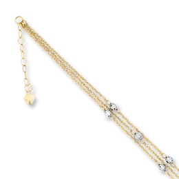 Triple-strand Anklet 14K Two-Tone Gold