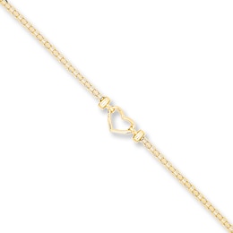 Heart Anklet 14K Yellow Gold 10&quot;