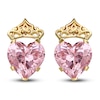 Thumbnail Image 2 of Children's Heart with Crown Pink Cubic Zirconia Stud Earrings 14K Yellow Gold