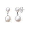 Cultured Pearl & White Lab-Created Sapphire Dangle Earrings Sterling Silver